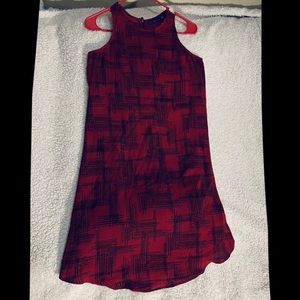 Maroon dress with black design
